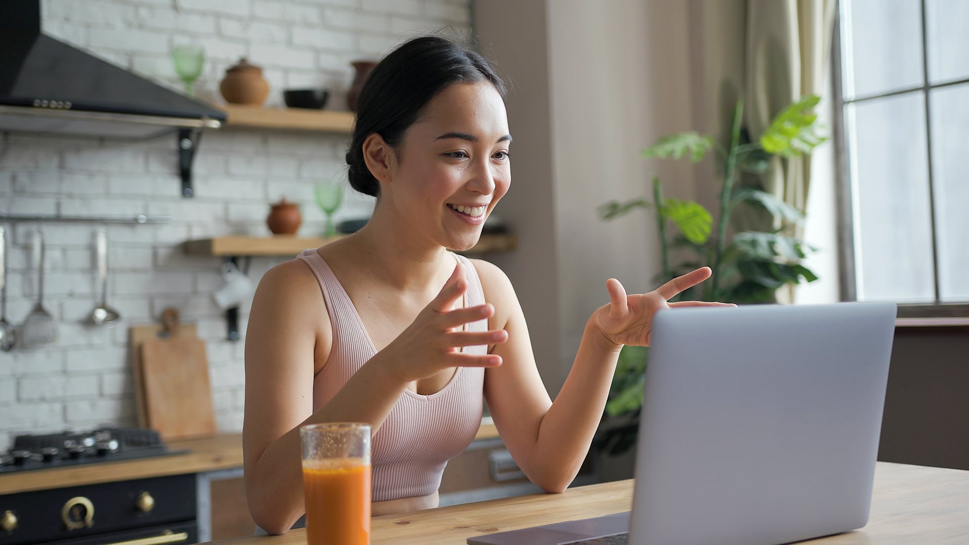 A woman on a zoom call